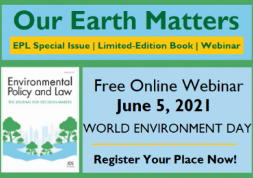 EPL cover on a green background for Webinar Our Earth Matters