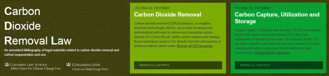 Carbon Dioxide Removal Law Database (Sabine Center for Climate Change, Columbia University)