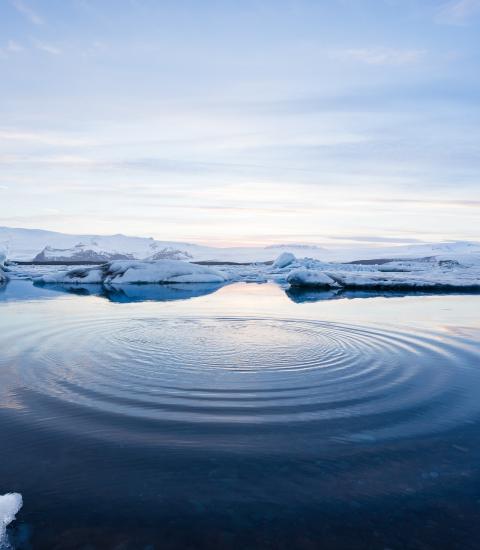 blue sky and melting ice