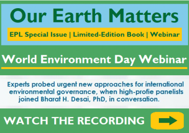 Description of webinar on a green background for: Our Earth Matters