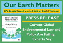 EPL cover on green background for press release: Our Earth Matters