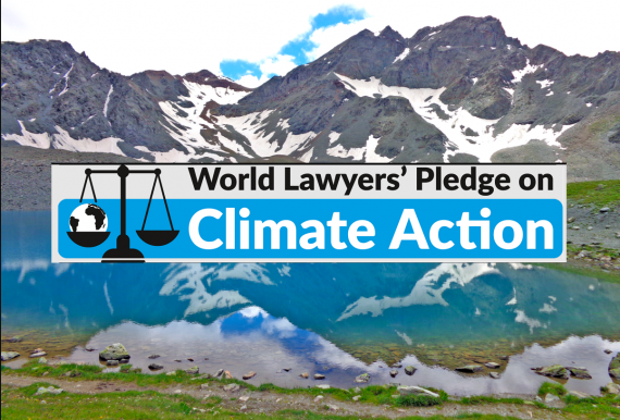 Climate Please logo on a background of mountains and lake